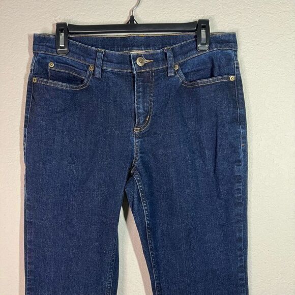 Duluth Trading Dark Blue Wash Mid Rise Straight Leg Jeans Womens Size 8 x 33 - Picture 2 of 6